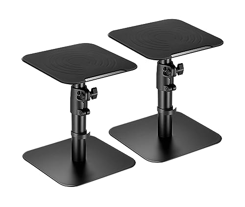 RICOO Suporte de mesa para altifalantes LH069-T, suporte, ideal para som de embrulho e alta fidelidade, conjunto de 2, 240 x 2405 mm, preto