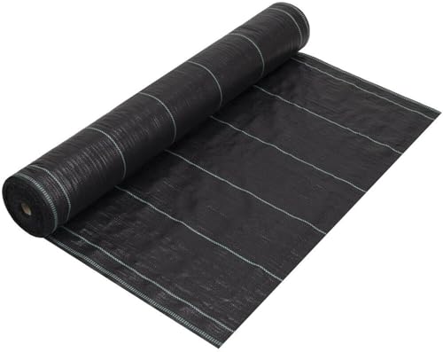 Moziel Malha anti-ervas 4 m x 10 m, 90 g/m² malha contra ervas daninhas, tecido anti-ervas, geotêxtil, proteção contra relva artificial, lona anti-ervas e jardim, anti-UV, preto