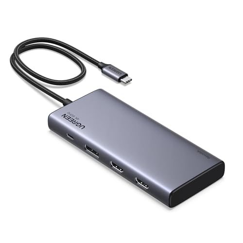 UGREEN Revodok Pro 308 Hub USB C ecrã triplo 2 HDMI 1 DisplayPort 4K 60 Hz adaptador tipo C 3,2 10 Gbps PD 100 W carregamento Docking Station compatível com MacBook Pro Air Surface XPS