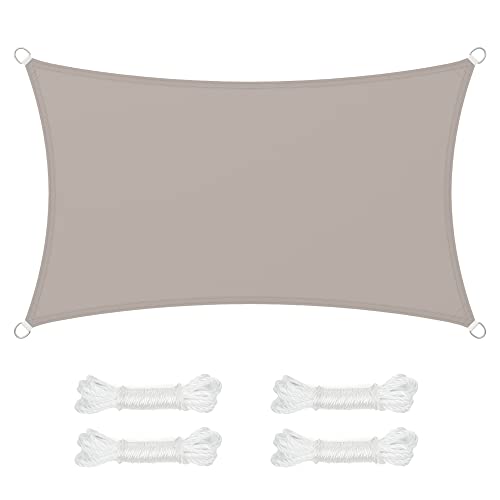 SONGMICS Vela de sombra de 3 x 5 m, impermeável com coluna de água de 665 mm, proteção solar, proteção UV de 93%, terraço, jardim, varanda, retangular, cordas de 2 m, toalha GSH35TP