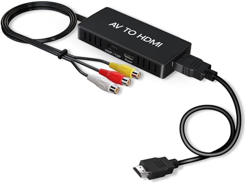 DigitPro Conversor RCA para HDMI, adaptador conversor AV para HDMI, conversor composto por HDMI, Wii/PS2/VHS/VCR/DVD/X box/n64 para HDMI conversor para nova televisão, compatível com PAL/NTSC