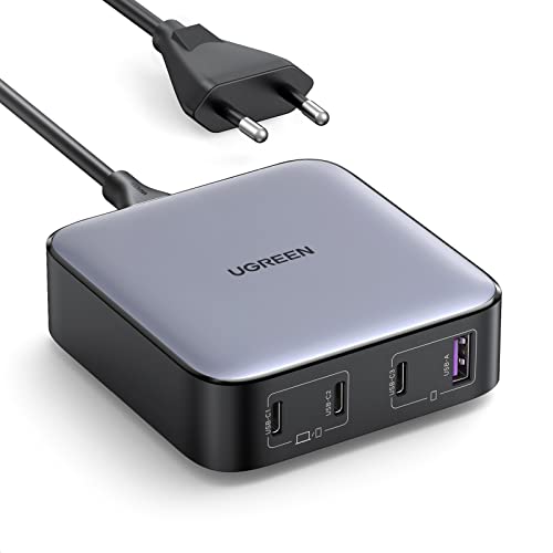 UGREEN Nexode 100 W Carregador USB C GAN II Tech, tomada de carregamento rápido duplo tipo C retrocompatível com 65 W 45 W PPS PD 3.0, compatível com MacBook, iPad, iPhone 16/15/14, Redmi Note 12,