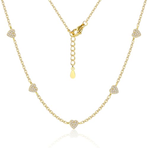 ALEXCRAFT Colar mulher prata de lei 925 com colar coração, colares compridos mulher camadas empilháveis 2 em 1 banhado a ouro 14 K ajustável com correntes colar coração jóias presente