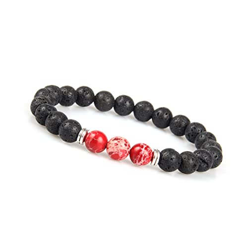 GD GOOD.designs Chakra Bead pulseira de pedra de lava para homens - pulseira de pedra natural com contas de lava preto I Unisize pulseira de energia para homens