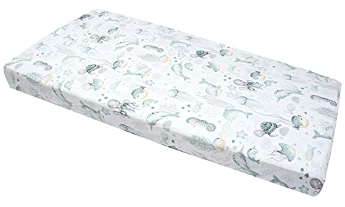 Medi Partners Lençol-capa berço 60 x 120 - 100 % algodão lençóis de algodão bebé roupa de cama para bebés dormir berço Fitted Bed Sheet Protetor (oceano)