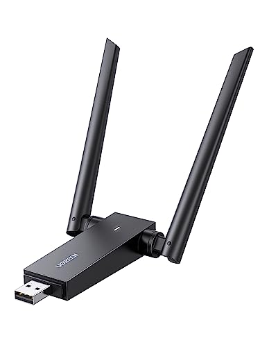UGREEN Adaptador WiFi USB AC1300 Mbps Dongle dupla antena WiFi Dongle USB 3.0 Dual Band 5 GHz/2,4 GHz adaptador de rede sem fios espeto WiFi para PC compatível com Windows 11 10 8 7 Mac OS Linux