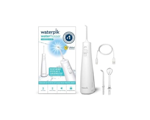 Waterpik Pulse Water Flosser sem fio, aprovado pela base de saúde bucal, limpador de dentes e removedor de placa para dentes, 2 configurações de pressão do fio dental, 45 segundos de fio dental, 2