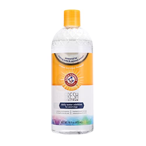 ARM & HAMMER Fresh Spectrum Aditivo de água para cães com menta e coco, 473 ml - O melhor cuidado odontológico para cães, elimina a placa e o tártaro, limpa gengivas e dentes sem escovar