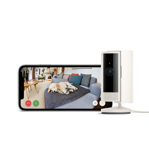 Ring Cámara interior (Indoor Camera 2.ª gen.) | Cámara de vigilancia wifi con enchufe para mascotas | Vídeo 1080p HD, comunicación bidireccional, cubierta de privacidad | Ring Protect 30 días gratis