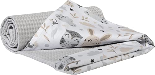 Medi Partners Cobertor para bebé mantas recém-nascido manta de bebé 100% algodão, 75 x 100 cm, bilateral Blanket verão bebés universal confortável (Glade com cinzento golfe)