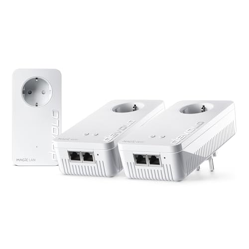 Devolo Magic 2 WiFi 6 Multiroom Kit, adaptador WiFi Powerline, até 2,400 Mbps, tomada de malha WiFi, 2 conexão Gigabit LAN, ponto de acesso, branco