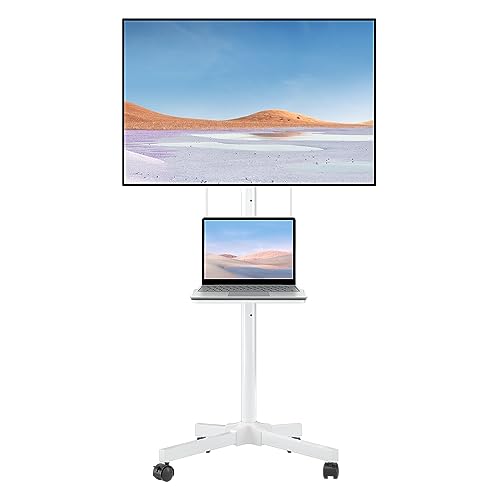 Suptek Suporte TV rodas, suporte para televisão de 21 a 60 polegadas LCD/LED/Plasma, até 35 KG, altura ajustável, inclinação de 3/-12°, MAX VESA 400 x 400 mm, ML55 BW (branco)
