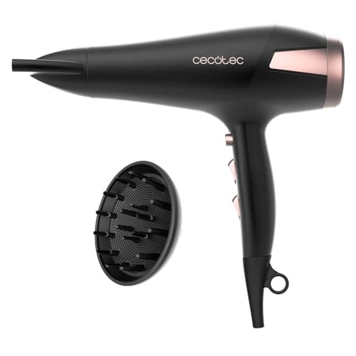 Cecotec Secador de cabelo Bamba IoniCare Elegance. 2400 W com motor AC, tecnologia de iões e grande fluxo de ar, 2 velocidades e 3 temperaturas, inclui concentrador e difusor