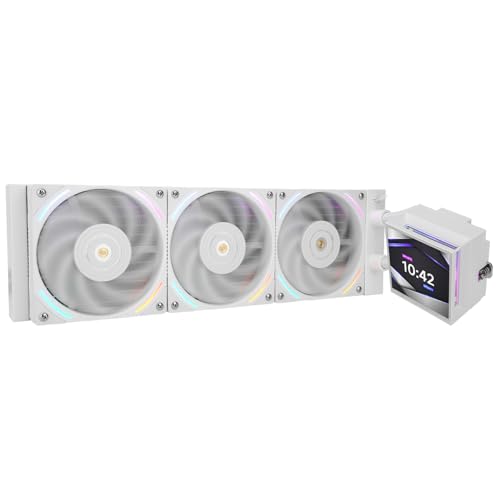 Thermalright Hyper Vision 360 ARGB WHITE CPU AIO Cooler, PC 360 especificações sistema de refrigeração a água, ecrã LCD IPS com resolução de 480 x 480, para AM5; Intel 1700/1851,3,95 polegadas