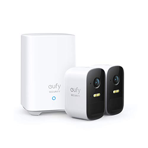 eufy Security eufyCam 2C, câmara de vigilância WiFi exterior, câmara de vigilância doméstica WiFi exterior, 180 dias de duração da bateria, HD 1080p, sem custo mensal, conjunto de duas câmaras