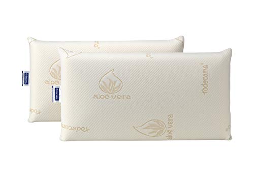 Todocama Almofada viscoelástica, anti-ácaros e antibacteriana, núcleo compacto, camada dupla com fecho de correr, tecido Aloe Vera, termo regulável, adapta-se ao pescoço