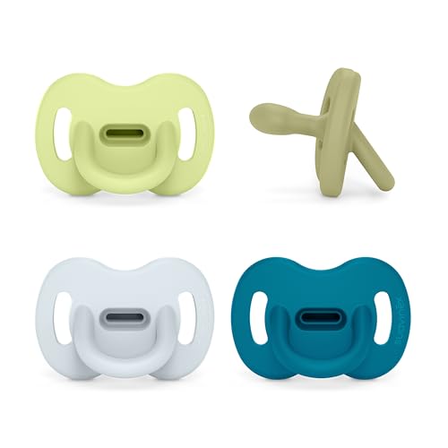 Suavinex, Conjunto de 4 chupetas, todo silicone, para bebés de 0 a 6 meses e recém-nascidos, com étnico fisiológica SX Pro, super branco e flexível, ideal para dormir, respeita o desenvolvimento