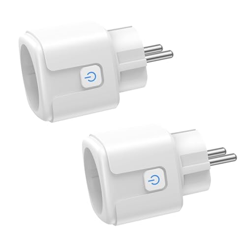 Tomada inteligente com WiFi, 2 pacotes de tomada Wi-Fi medidor de consumo de 16A 3680 W, tomada inteligente programável com monitor de consumo, controlo remoto por APP&Voz, compatível com Alexa e