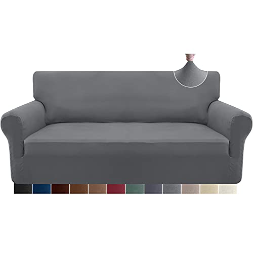 Granbest Capa para sofá de 3 lugares, muito macia, de elastano, para cães e animais de estimação, com base elástica (3 lugares, cinzento claro)