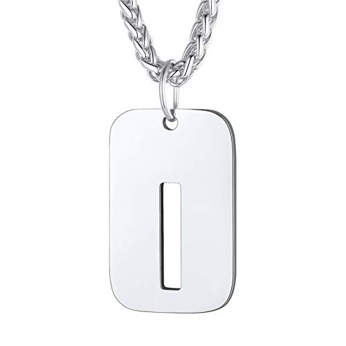 Bandmax Chapas militares letras iniciais de nome A-Z pendente Dog Tag com corrente espinho 55 cm 5 cm comprimento aço inoxidável três cores