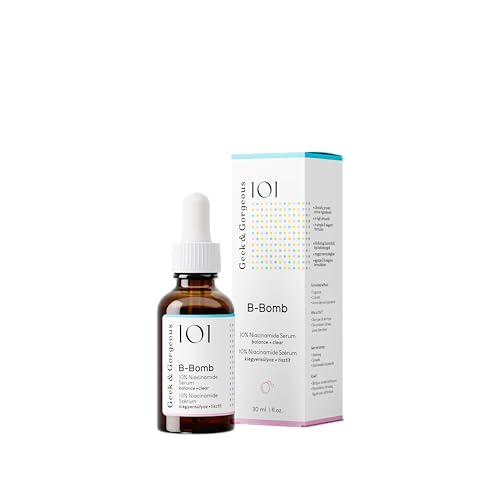 Geek & Gorgeous - B-Bomb - Soro B3 com 10% de niacinamida, alta dose, atua contra poros e impurezas aumentadas, ideal para o tratamento da acne, para a pele combinada e oleosa, 30 ml