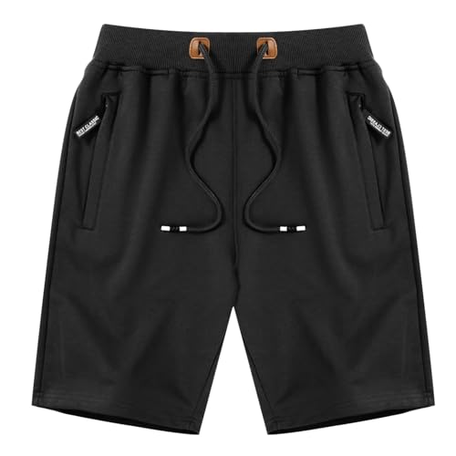 LY4U Calções desportivos casuais para homem com bolsos com fecho de correr na cintura elástica
