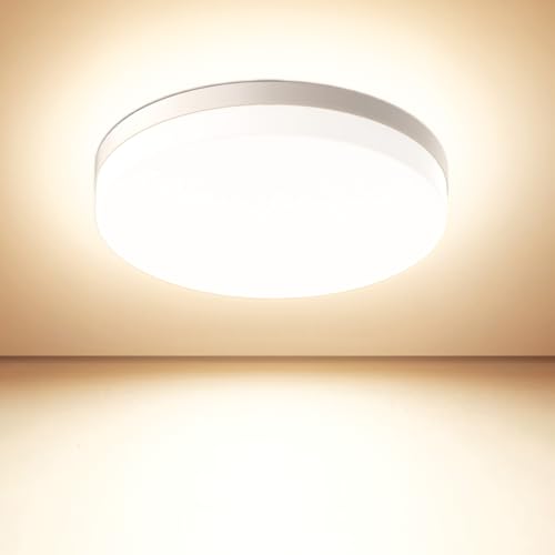 Kuwork Candeeiro de teto quarto 36 W, candeeiros de teto LED 4000 K 3600 LM, IP44 candeeiro impermeável cozinha para casa de banho sala quarto varanda corredor Ø 23 cm