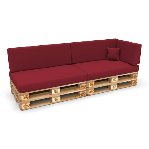 POKAR Conjunto de almofadas de 6 peças para Europalês: 2 x assento 120 x 80 cm + 2 x encosto 120 x 40 cm 1 x 60 x 40 cm encosto (lateral) 1 x almofada decorativa 40 x 40 cm, para sofá de paletes, sem