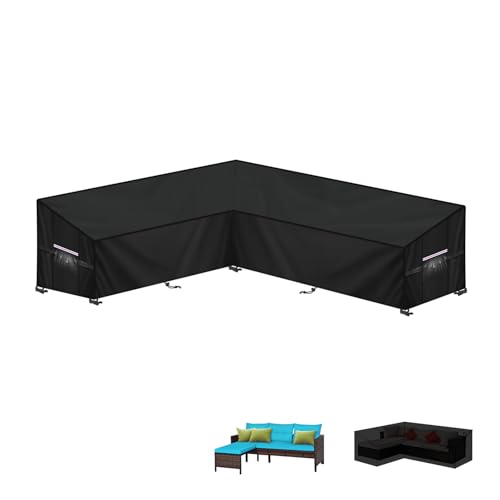 LAMUNI Capa para móveis de exterior em forma de L, capa para sofá de canto, cobertura para sofá exterior impermeável, capa de sofá de jardim, cobertura para móveis e jardim em L capa para sofá, 150 x