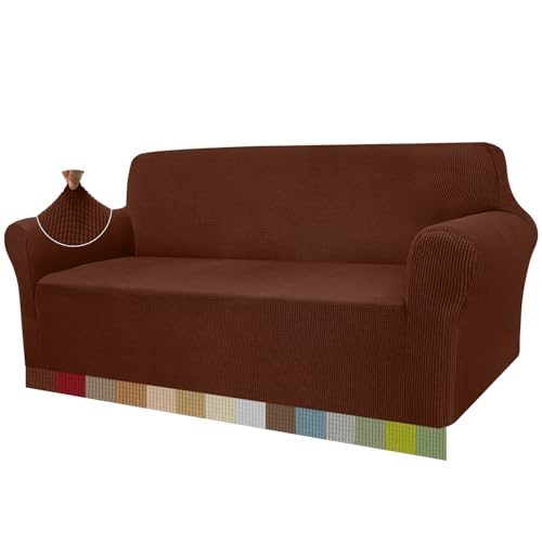 Granbest - Capa de sofá de alta elasticidade, design moderno, jacquard, para sala de estar, para cães e animais de estimação (3 lugares, café)