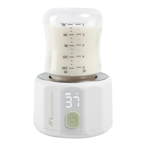 Bebeconfort Aquecedor de berões portátil digital, aquecedor de berões portátil para bebés, compacto 6,5 x 6,5 x 8 cm, tamanho L axxAnxAl, leve (280 g), ecrã digital, bateria de longa duração,