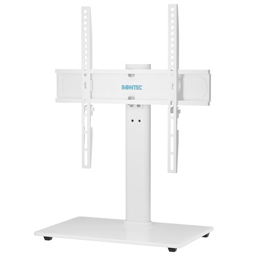 BONTEC Suporte para TV de pé para ecrãs de 26 a 55 polegadas LED/LCD/Plasma/Curva/Plano com Gestão de Cabos, suporte para mesa de TV rotativo e altura ajustável até 45 kg, máx. VESA 400 x 400 mm