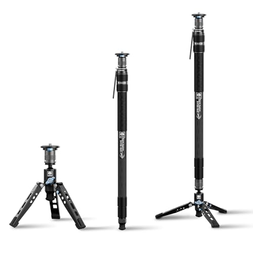 SIRUI Monopie para câmara SVM-165, monopé de fotografia de carbono de 165 cm com pés, ajuste rápido de altura num só passo, monopé de viagem para DSLR, carga máxima 22 libras