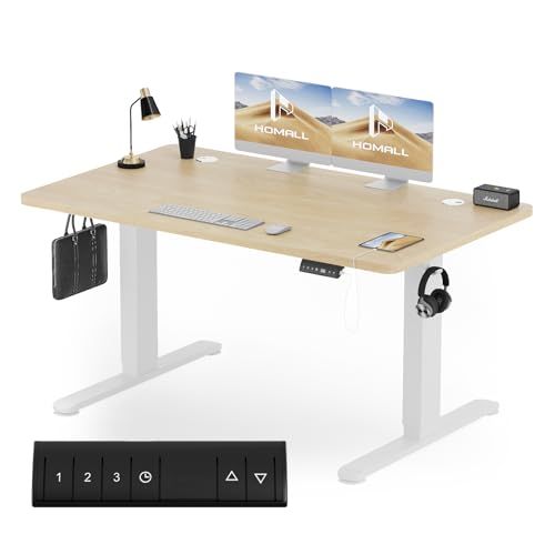 Homall 120 x 60 cm mesa ajustável em altura, mesa de pé com placa de quatro peças, mesa computador com função de memória