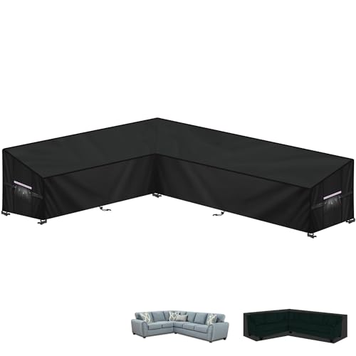 LAMUNI Capa de sofá exterior em L capa para sofá de canto, 420D Oxford capa para móveis de jardim em forma de L, capa para sofá, canto e jardim, impermeável, capa de sofá de exterior, 210 x 300 x 102