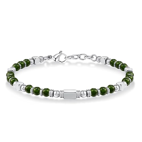 SIUMAL Pulseira de mulher, pulseira boémia de pedra natural em aço inoxidável para mulher, presente de aniversário, presente de Natal para mãe