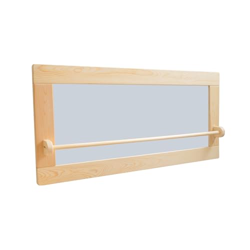 MOST DECO Espejo Montessori con Barra para Bebés y Niños. Espejo de Madera Maciza con Cristal de Seguridad. Regalo Montessori Infantil para Cumpleaños. Dimensiones 52 x 106 x 2 Cm