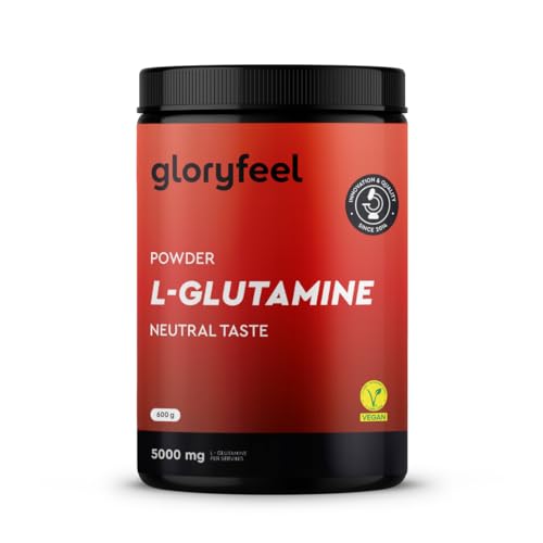L-Glutamina em pó 600 g, 120 Tomadas L glutamina pura, sem sabor e ultra-fina, 100% glutamina microfibra, altamente dosado, vegano, sem glúten nem aditivos - testada em laboratório