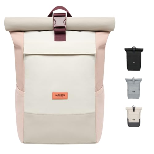 LARKSON Mochila de rolo para homem e mulher - Nº 4 - Macuto para viagem, uni, trabalho, de garrafas Pet recicladas, mala para portátil, impermeável