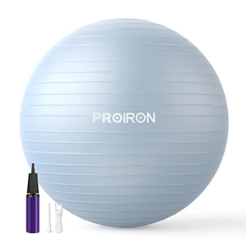 PROIRON, Bola de pilates, fitness, ioga, gravidez, desporto, futebol para exercícios, ginásio, 55/65/75 cm, anti-perfuração, inclui insuflador