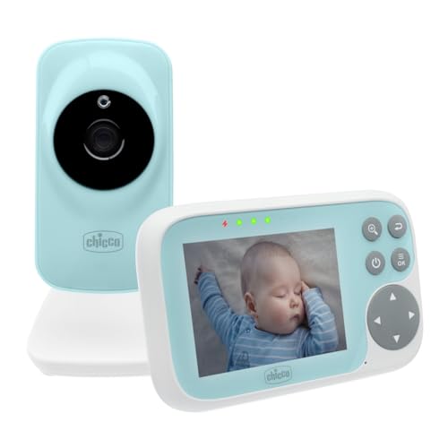 Chicco Baby Monitor de vídeo Start com ecrã colorido de 3,2 polegadas, alcance de 200 m, visão noturna infravermelha, função Smart Eco Mode, bateria recarregável