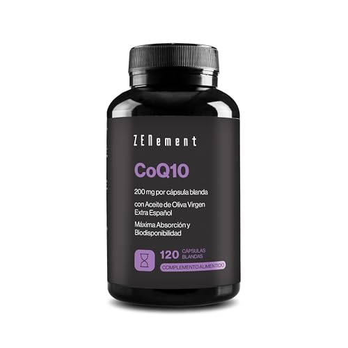 Coenzima Q10, 200 mg | 100% puro naturalmente fermentado, 120 pérolas (fornecimento para 4 meses) com azeite virgem, extra espanhol ecológico, alta potência, antioxidante | Zenement