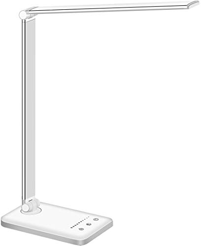 Stator Candeeiro de secretária LED, flexo de secretária, cuidado ocular, porta USB, 5 modos, 10 níveis de brilho, temporizador de 30 / 60 min, função de memória