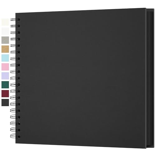 Yopih Álbum de fotos Scrapbooking DIY 25,5 x 25,5 cm papel Kraft rígido com 50 folhas, livro de recordações fotográficas, preto