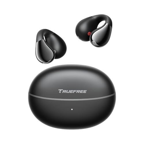 Truefree B1 Auriculares sem fios de clipe, design de ouvido aberto, controlador magnético duplo com som espacial, 25H de reprodução, conexão multiponto, personalização por aplicativo, chamadas claras