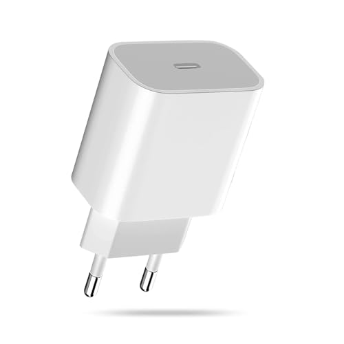 Adaptador de Corriente USB-C de 20W para Apple, 20W USB C Cargador Rápido Enchufe Compatible con iPhone 16 15 14 13 12 11/16 15 14 Pro/15 14 Pro Max/15 16 Plus /13 12 Pro MAX/Mini, iPad, Samsung