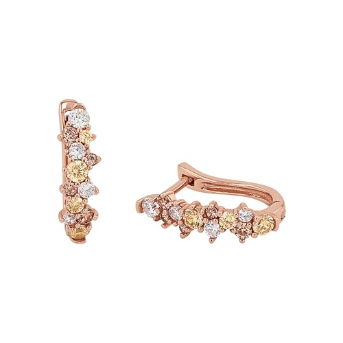 Amor Brincos creoles de prata de lei 925 para mulher, com sintetizador de zircónio, 1,7 cm, cor rosa, são entregues em caixa de presente para jóias,, Prata esterlina, Zircônia cúbica