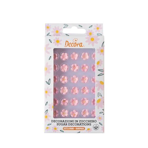 Decora 0500301 Flores pequenas rosas de açúcar, feitas à mão com corantes de extração natural, embaladas em blister, ideais para decorar bolos e doces, pacote de 30 unidades