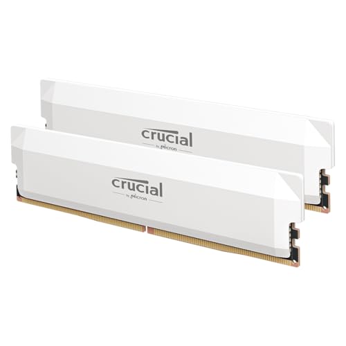 Crucial Pro RAM DDR5 32 GB (2 x 16 GB) 6000 MHz CL36, memória Overclocking Gaming, Intel XMP 3.0/AMD Expo, (PC) memória RAM DDR5 32GB, branco - CP2K16G60C36U5W