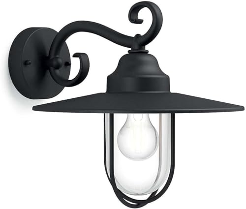 Philips myGarden Pasture Aplique de exterior, casquilho E27, 60 W, alumínio, cor preta, desenhado para jardins e pátios, 35,50 x 30,00 x 30,30 cm